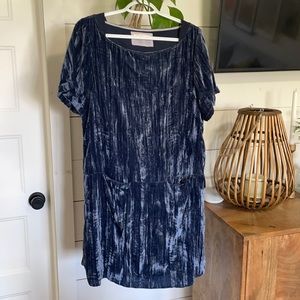Anthropologie Blue Velvet Short Dress M